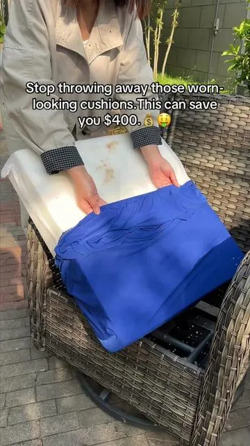 Stop throwing away those worn-looking cushions,this can save you $400#patio #patiofurniture #cushioncover #patioupgrade 