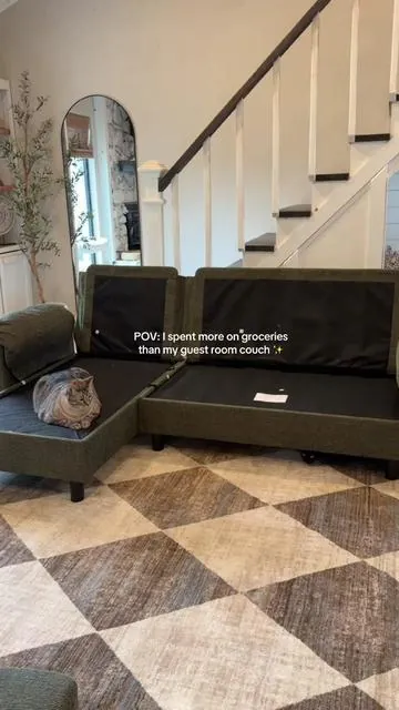 This small sectional is honestly perfect for small apartments, dorm rooms, guest rooms, offices, first apartments, or anyone needing an affordable couch without taking up a ton of space 🤍 #couch #apartmentliving #dormroom #firstapartment #tiktokshopmemorialday 