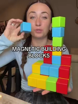 Baby and toddlers favorite building toy ❤️💚🩵💛 #toysforbabies #magneticbuildingblocks #toddlermusthaves #screenfreeplay 
