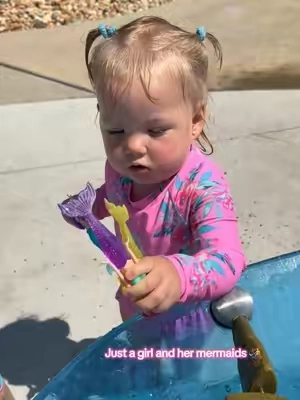 Just a girl and her mermaids 🧜‍♀️💖 Endless imagination, tiny adventures, and hours of magical play. ✨ #kidstoys #momlife #watertoys  #kidsactivities #mermaid 