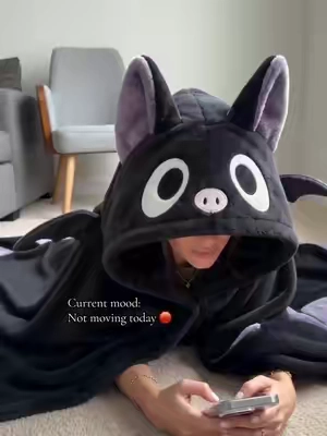 Successfully turned into a bat. See you guys next season ✌️🦇 #couchpotato #bedrot #lazyday #staywarm #spookyvibes  