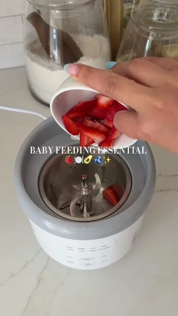Mamas if you’re starting solids soon with your baby, you need this baby food maker from @Bear Baby Appliance 🫶🏼 I love that it’s stainless steel instead of hot plastic heating up my baby’s food, and that it can grow with my baby beyond just purées 🥑🍌🍓 #babyfoodmaker #babyfeeding #babyessentials #babyledweaning #babyfood 