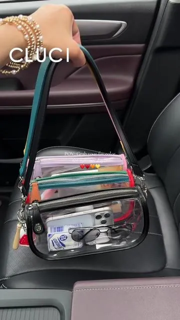 Colorful clear bag for your summer dayyyy,stadium event & concert ✨🫶💫 #cluci #summerlooks #summermashup #clearbag #concerts #tiktokmademebuyit #organized 