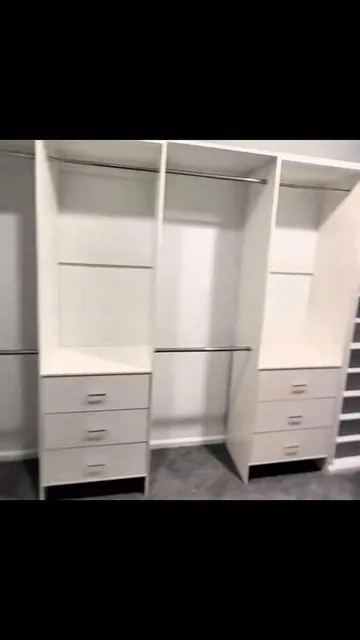 118" W Closet System with Drawers ＆ Hanging Rods, Adjustable Walk-in Closet Organizer System Wardrobe Clothes Garment Rack for Closets Laundry Room ##summervibes##closetmakeover##guardaropas##homedecor##guardaropas