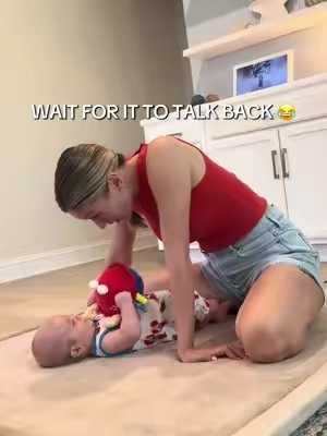 okay his reaction to this toy copying him back was taking me out 😂 it repeats sounds and vibrates when you talk to it, and he just kept “talking” to it over and over lol as an OT, i love how naturally it encouraged engagement, vocal interaction, and bringing both hands to midline while he held it 🫶 linked it because it’s on sale right now and honestly too cute not to 😂 #tiktokshop #babytoy #babytok #3monthsold #firsttimemom 