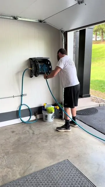 Vevor Retractable Hose Reel! This is the 1/2” size hose with 65ft of length. Get rid of that manual hand crank hose reel and replace it with this retractable one from Vevor. Make sure to use my link! #fyp #vevor #vevortools #tiktokshop #hosereel 