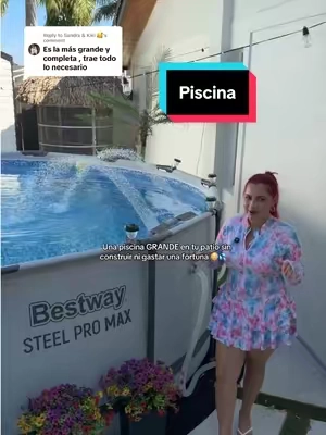 Replying to @Sandra & Kiki 🥰 Si llevabas tiempo queriendo una piscina grande para el patio pero sin gastar miles, mira esta 👀💦 Esta Bestway Steel Pro MAX mide 14 pies por 48 pulgadas de profundidad y ya te trae bomba, filtro, escalera y cover 🙌🏼 La estructura es súper resistente, se arma muchísimo más fácil de lo que pensaba y tiene espacio de sobra para disfrutar con toda la familia 🌴 Perfecta para estos días de calor, pool parties o simplemente tener tu mini resort en casa ☀️✨ #abovegroundpool#tiktokshopdealsforyoudays#tiktokshopsummerturnup#tiktokshopcreatorpicks#summermusthaves 