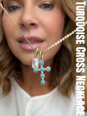 ✝️🩵 #crossnecklace #turquoisejewelry #turquoisenecklace #christianjewelry #summerjewelry 