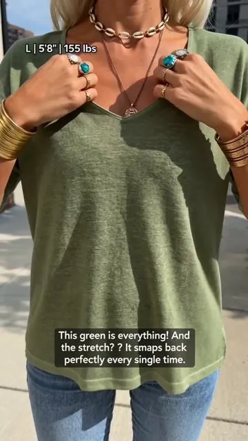 The basic tee your closet has been begging for. #vneck #oversizedshirt #SummerVibes #basictees #summeroutfits