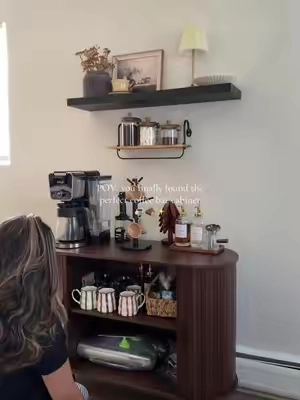 The prettiest entryway/coffee bar cabinet ever☕️✨  #coffeebar #coffeebardecor #cabinet #entrywaycabinet #homefinds 