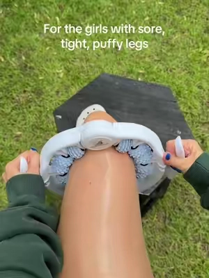 This leg roller feels like a deep tissue massage for tired, tight legs #massageroller #athomemassage #fascia #smoothlegs #legs 