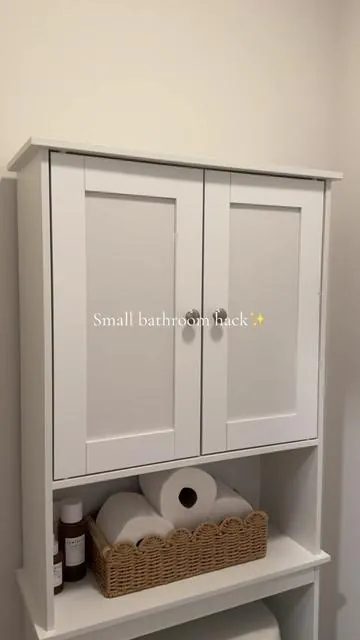 This over-the-toilet storage cabinet instantly gave our bathroom so much more storage space without taking up extra room🤍 #bathroomstorage #bathroomorganizer #tiktokshopmemorialday #summerturnup #summervibes 