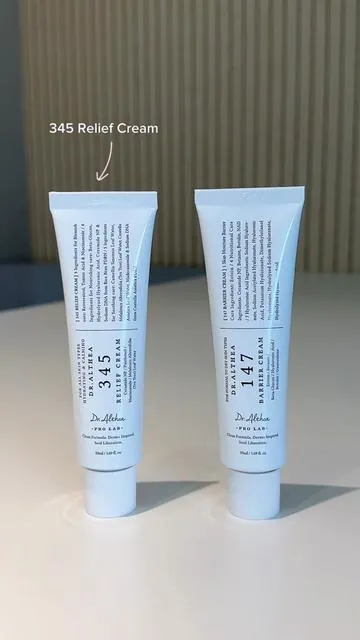 Tiny but deeply hydrating 💧🤍  our mini 345 and 147 cream is the perfect size for travelling🩵🤍 Soon to be available in Amazon! #dralthea #hydratingskincare #345reliefcream #glowingskin #skinbarrierrepair 