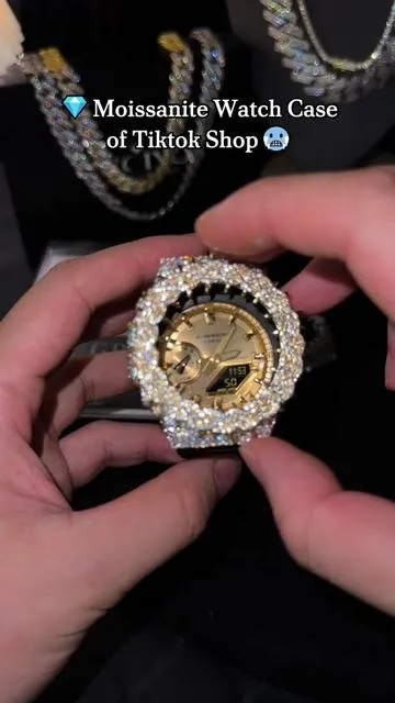 The crazy iced out watch case of your DW5600#UCCIYO #watchcase#moissanite #GSHOCK #diamondtester 