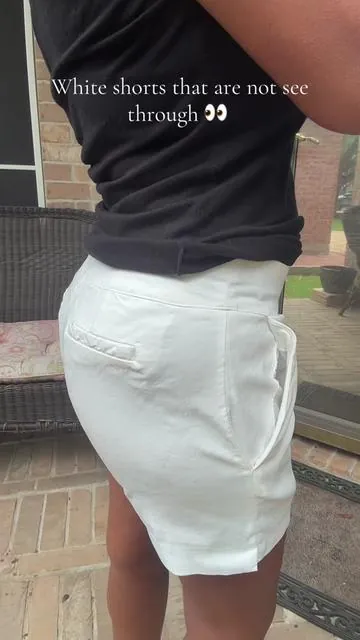 These are the white shorts you need this summer!!! They are so good.  I have them in black too.  They are lined on the inside so can’t see through them super stretchy and comfortable!! These are a must!! Don’t wait! White will be gone fast! #chinoshorts #dressyshorts #summershorts #whiteshorts @ShopHDE 