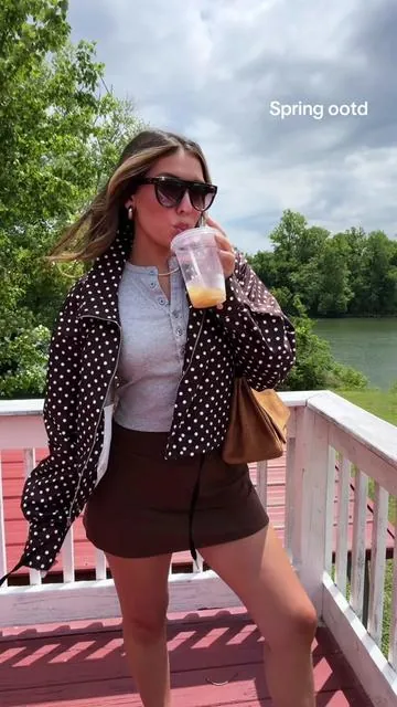 Bye wearing this jacket everyday now #polkadotjacket #springjacket #polkadotootd 
