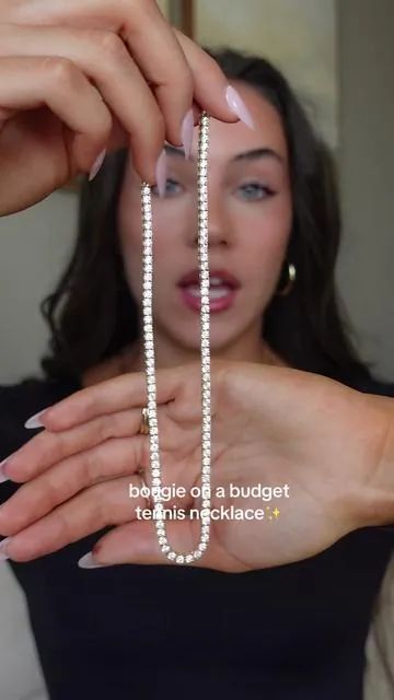 Obsessed with this tennis necklace from Pavoi!! Looks so expensive and beautiful, but it’s actually super affordable!✨💎 #pavoi #pavoijewelry #tennisnecklace #necklacestack #affordablejewelry 
