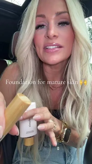 Plus a FREE makeup brush! Limited time! The Tarte Timeless Hydrating Foundation gives coverage without looking heavy, dry, or cakey. It smooths, hydrates, and actually lays beautifully on textured skin and fine lines instead of emphasizing them. 🤍 @tarte cosmetics #tarte #tartefoundation #matureskinmakeup #over40makeup #hydratingfoundation 