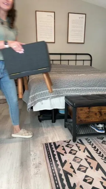 This ottoman turns into dog stairs, so your senior or small dog can get up on the couch or the bed. #dogstairs #smalldogsoftiktok #summervibes 