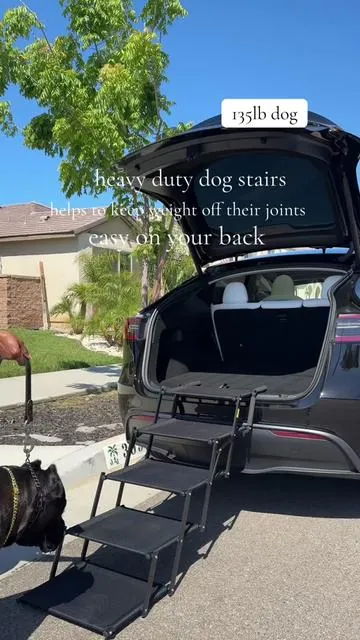 These dog stairs make lie so much easier for car rides.  #dogstairs #dogaccessories #bigdogs #SummerVibes 