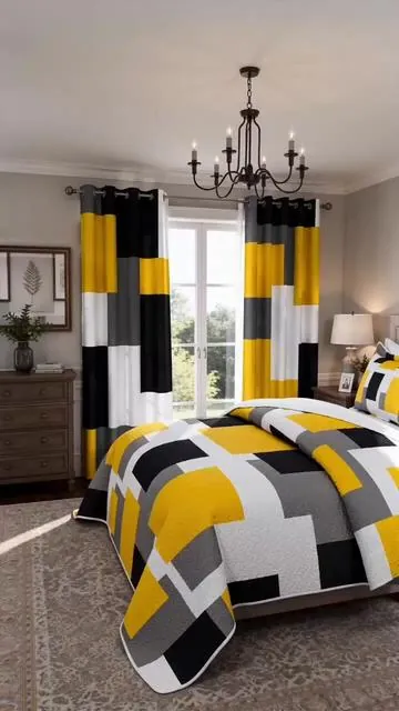 The yellow details make the whole room feel warm and happy 💛#bedroomdecor #bedding #quilt #SummerVibes #TikTokShopDealsforYouDays