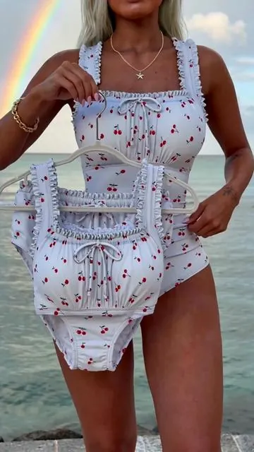 Front tie tummy control retro bathing suit #tiktokshopfashion #bikini #bikiniset #beachwear #swimwear 