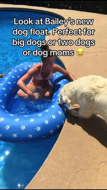 Pool season has finally arrived and so has our new upgraded big dog raft 💦 🐶 #dogsoftiktok #dogpool #dogswimming #dogfloat #dogmom  