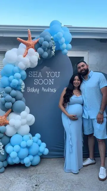 Sea you soon baby Andres 💙 #babyshowerideas #babyshowerdress #bluedress #seayousoonbaby #momtok 