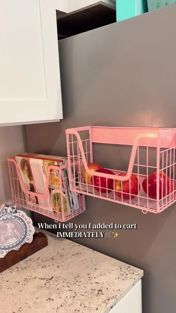 Help me decide! There’s endless things I can store in these✨ #kitchenhacks #organizedhome #pink #storagebins #kitchendecor 