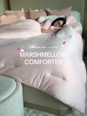 we liveee in our bed now ☁️💤 extremely fluffy comforter 🤍#marshmellowcomforter #mellowsleep #comforter #bedding @Mellow Sleep 