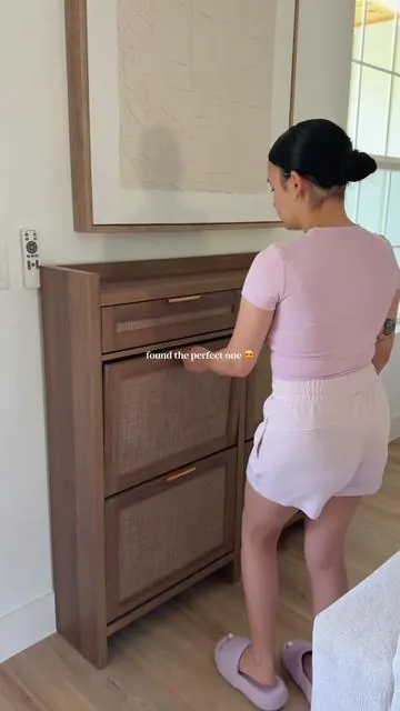 The perfect shoe cabinet DOES exist!! 😍 and this one also comes in other style/color options | @PieDle Furniture   #shoecabinet #shoestorage #homeorganization #modernhome #modernorganic 