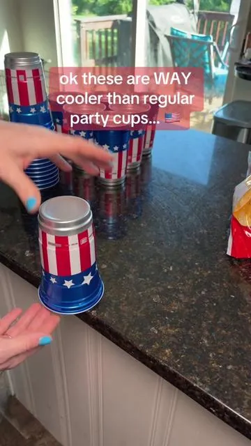 these America’s 250th anniversary aluminum party cups are honestly SO much cooler than regular plastic cups 😭🇺🇸🍻 they keep drinks colder longer, look amazing for cookouts and lake days, and the patriotic design is PERFECT for Memorial Day and Fourth of July parties plus they’re reusable so they don’t instantly end up in the trash 🙃 #partycups #fourthofjuly #memorialday #americana #bbqseason