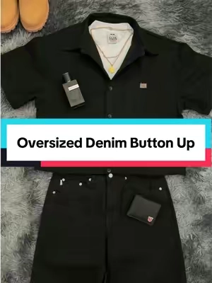 Tuff denim button up shirt, the quality on this shirt feels amazing 😍 #mensfashion #affordablefashion #oversized #denim #buttonup