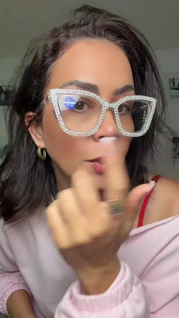 Fashion big frame diamond inlaid high sense cat eye with high strength PC frame anti-blue light anti-fatigue reading glasses, Square Eyed Glasses, the best choice for reading office gift. #bluelightglasses #glasses #fancyglasses 