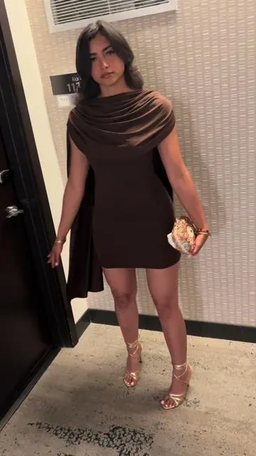 Got so many compliments on this dress 🥰 elegant, flattering, and sooo pretty on 🤎 linked in TikTok Shop 🫶 #tiktokshop #tiktokfinds #dress #dinneroutfit #nightout 