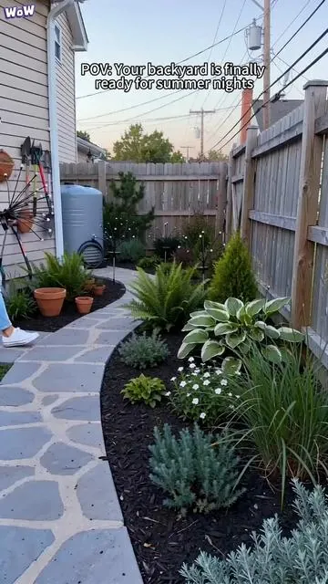 My backyard looks straight out of Pinterest now#backyardyibes #fyp#solaroutdoorlights #garden#SummerVibes