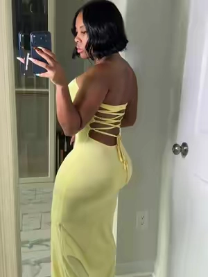 Lace up back detailed maxi dress • small 5’3  #laceup #corsetdress #sundress #yellowdress 