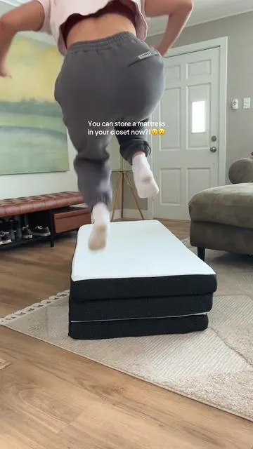 This foldable air mattress is so convenient for when guests come to stay over and I don’t have a guest room instead of sleeping on the couch #foldablemattress #hostinghacks #dealsforyoudays 