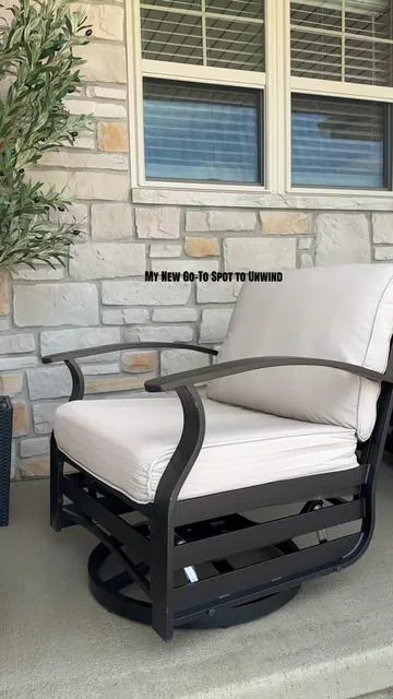 You sit down, swivel once, and instantly realize this is the most comfortable spot in your whole home — supportive cushion, smooth rock, easy‑clean cover, and weather‑proof durability. It just makes sense. @Kullavik #patiofurniture #Summervibes #patioset #patiorockingchair #swivelchair  