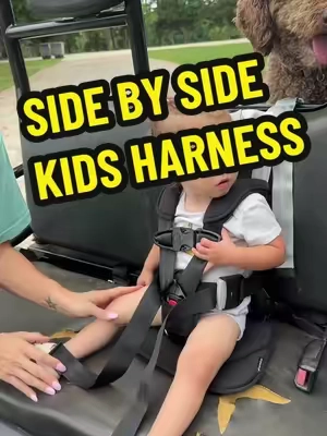 Much easier and safer ride with this kids safety harness!!! #atv #outdoorkids #ranger #golfcart #countrykids 
