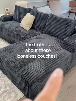 the truth about boneless couches… they are great for small space living and perfect for anyone that doesn’t have a truck or lives in an apartment and can get help to get a couch delivered  this L shape bonus couch came in two boxes that were delivered to my door and I literally had my couch set up and under 10 minutes  soft but firm and extremely comfortable I would have no problem sleeping on this couch overnight  there are so many different boneless couches on the market right now. I really wanted to share that this one is so comfortable and definitely worth the money  #bonelesscouch #cozyathome #cozyvibes #smallspaceliving #couchreview 