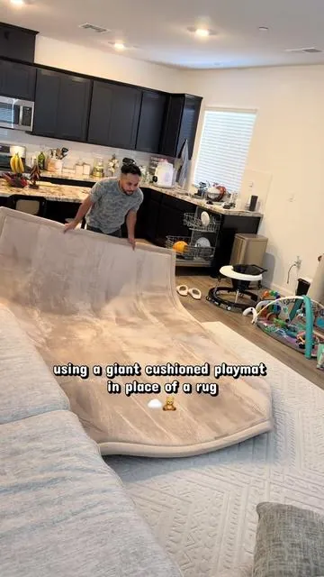 using a giant cushioned playmat in place of a rug ☁️🧸 #fyp #playmat #rug #babyessentials #babyplayideas  @PapaMat Inc 