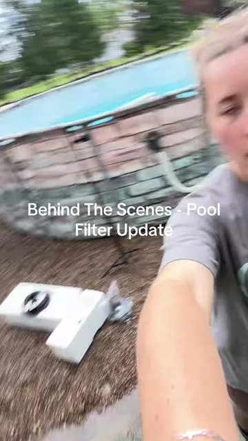 My new pool filter update! So easy to setup and I can’t wait to show you how to do it! #poolfilter #abovegroundpool #poolday #poolcleaning #sandfilter 