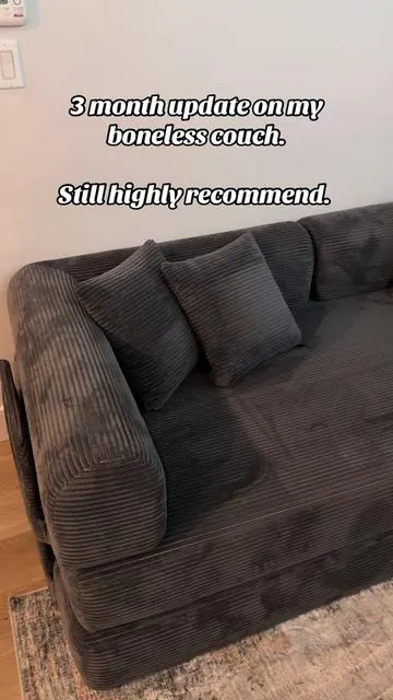 100% still in perfect condition. The best money I’ve ever spent on furniture for sure. #bonelesscouch #couchreview #update #buynow 