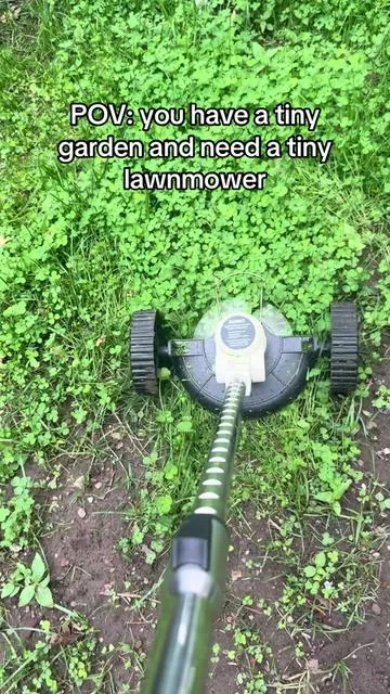 Lightweight compactable easy to use (I’m just a girl?) electric lawn mower and hedge trimmer for a small yard or a yard you can’t get a normal lawn mower into! #lawncare #landscape #microclover #gardening 