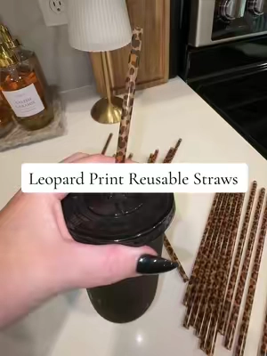 #straws #reusablestraw #icedcoffeeathome #togodrinks #leopardprint 