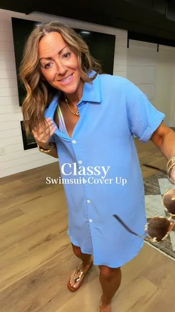 Summer staple ☀️🌊 Lightweight, classy and flowy! I’m 5’2” 127 in a Small (light blue) #swimsuitcoverup #beachcoverup #bathingsuitcoverup #modestfashion @Bsubseach 