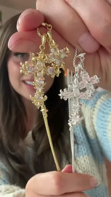 Which color are you getting? ✨ @GANIA  #necklace #cross #crossnecklace #jewelry #crystals 