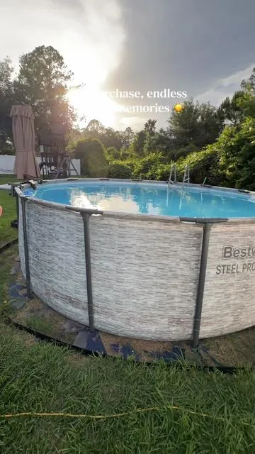 Pump, ladder, and cover included with the 14’x48” Bestway steel pro max above ground pool @Spreetail #abovegroundpool #bestwaysteelpromax #pool 