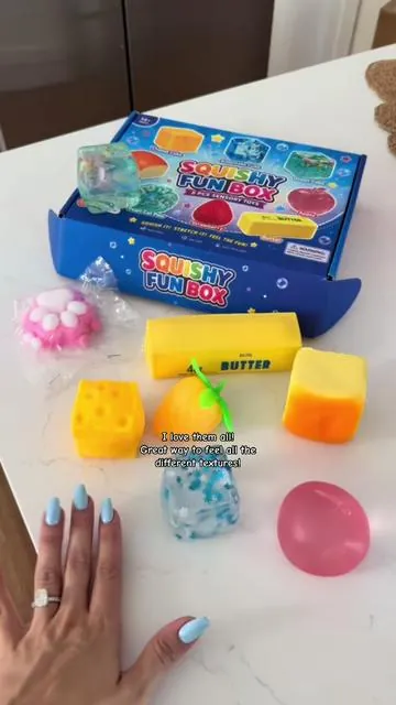 This 8-piece Squishy Set is packed with ultra-soft, slow-rising sensory fun!🤩  #fidgettoys #squishy #StressRelief #SensoryToys #summerwins 